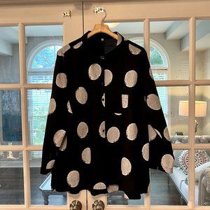 Minibee Women's Button Down Tunic Tops Polka Blouse Cotton Shirt